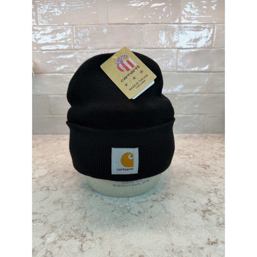 Carhartt A18 Black Acrylic Watch Hat Beanie Made in USA NWT
